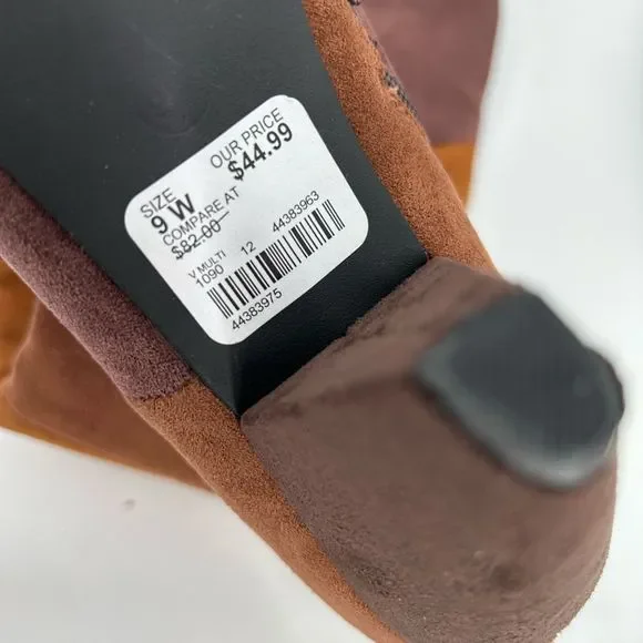 Suede Colorblock Pattern Boots Size 9 Wide Calf Knee High Heeled Cato Comfort Es - Picture 4 of 15